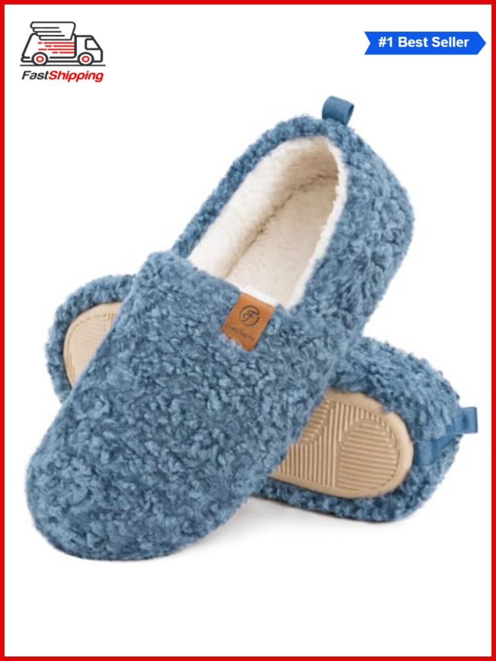 ✨ EverFoams Women's Soft Curly Slippers Memory Foam Lightweight House Shoes